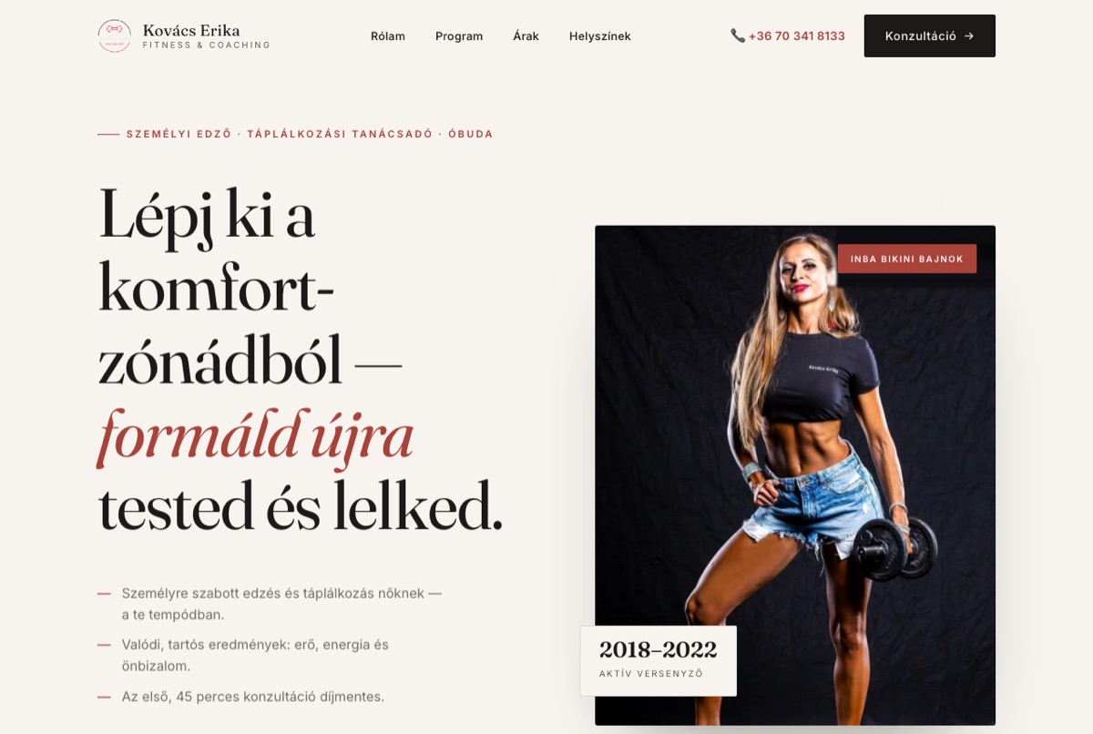 Kovács Erika Fitness — referencia